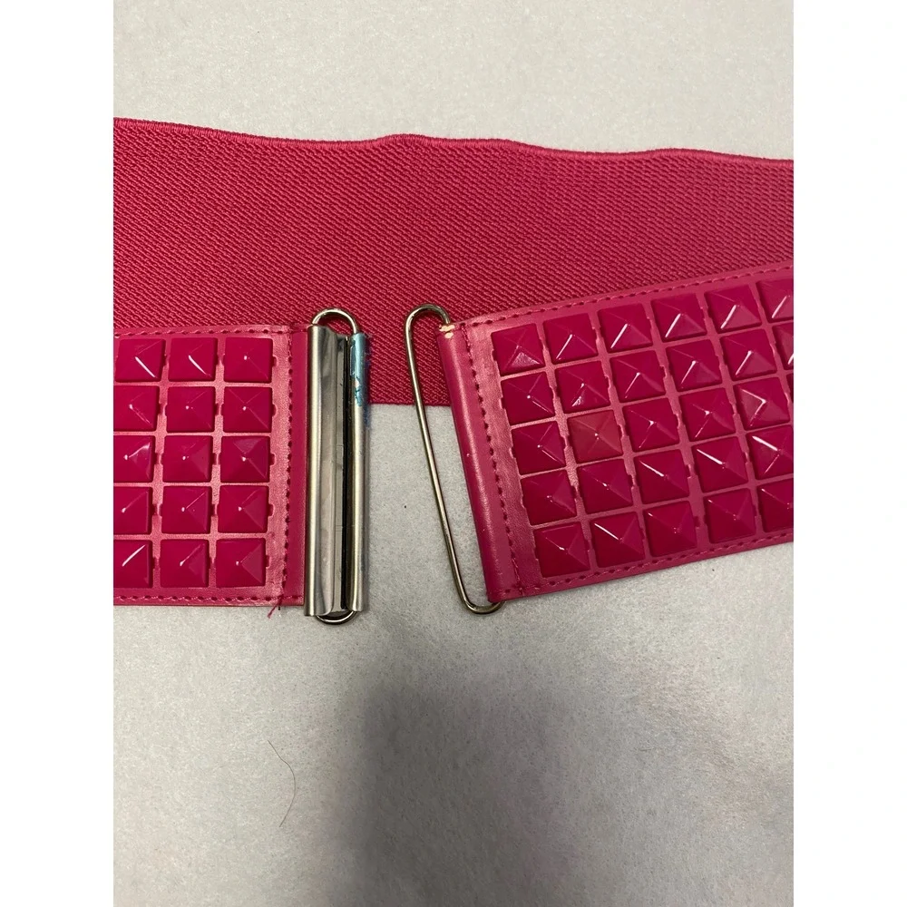 Hot Pink Studded Y2K‎ Elastic Wide Belt Women's Fashion Accessory